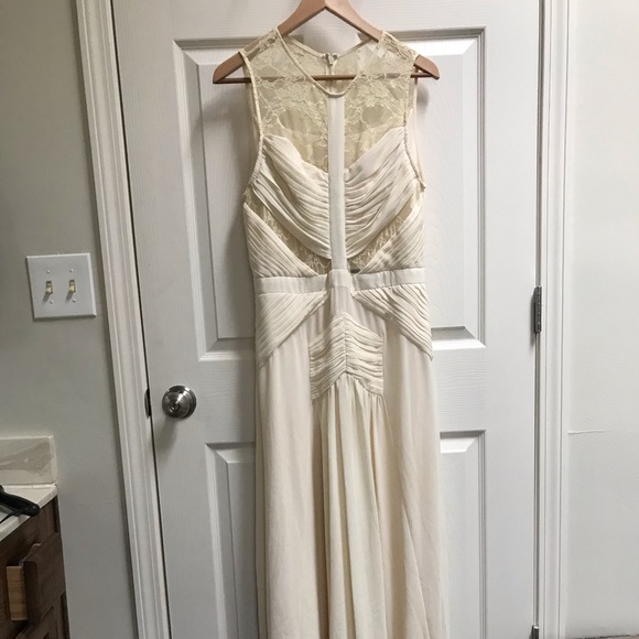 Sold Out Lace Insert Ruched Maxi Gown - Picture 3 of 7